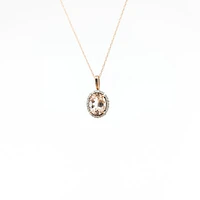 10K Rose Gold Morganite & Diamond Pendant