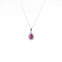 10K White Gold Genuine Ruby and Diamond Pendant