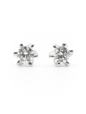 10K White Gold 0.16cttw Round Cut Canadian Diamond Stud Earrings