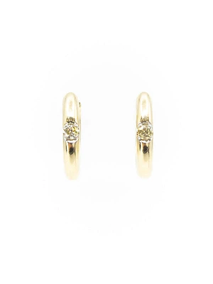 10K Yellow Gold 0.06cttw Round Cut Canadian Diamond Hoop Huggie Hinged Earring