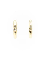 10K Yellow Gold 0.06cttw Round Cut Canadian Diamond Hoop Huggie Hinged Earring