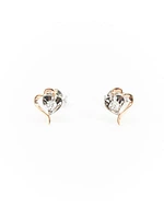 10K White & Rose Gold 0.08cttw Round Cut Canadian Diamond Heart Earrings