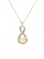 Sterling Silver and 10K Rose Gold 0.18cttw Canadian Diamond Pendant, 18"