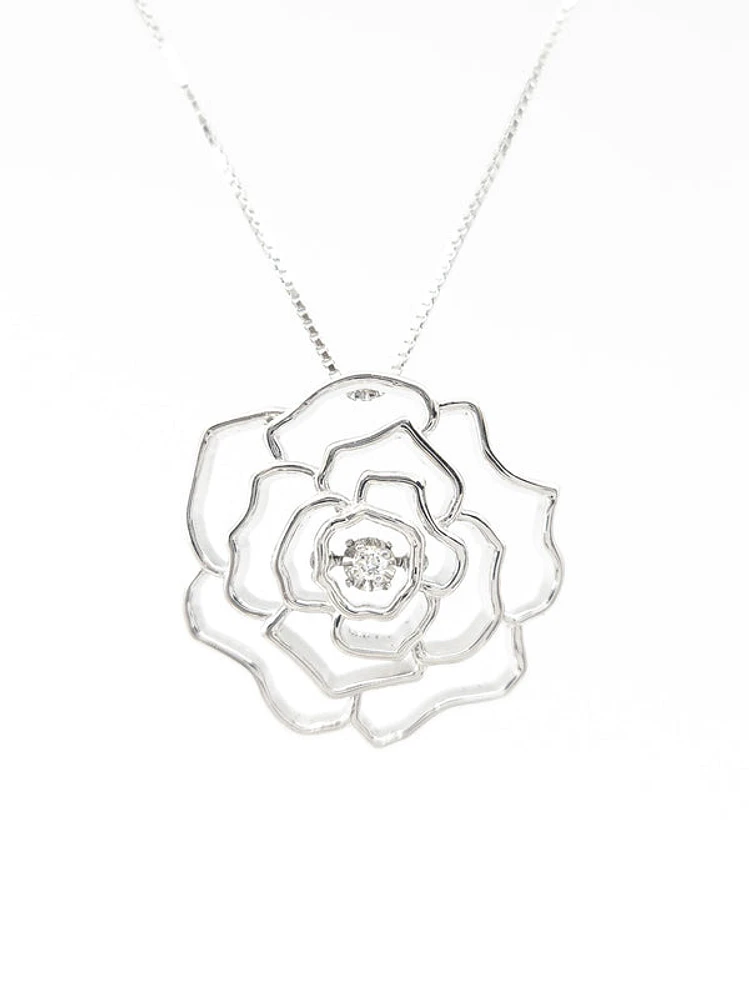 Sterling Silver 0.04cttw Canadian Diamond Necklace, 18"