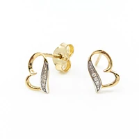 10K Yellow Gold Side Ways Heart Diamond Earrings