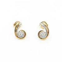 10K Two Tone Yellow and White Gold Diamond Earring