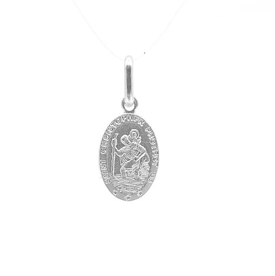 925 Sterling Silver Oval Shaped Detailed St. Christopher's Pendant - 29.4mm x 17.8mm