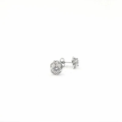 925 Sterling Silver 5mm Cubic Zirconia Knot Stud - 8mm x 8mm