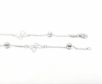 10K White Gold Butterfly Anklet Design with Lobster Clasp - 10 Inches