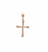 10K Rose Gold Cubic Zirconia Cross - 20mm x 14mm