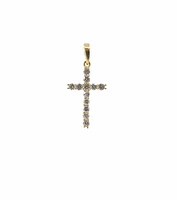 10K Yellow Gold Cubic Zirconia Cross - 16mm x 10mm