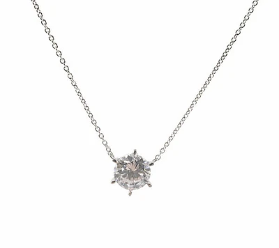925 Sterling Silver 8mm Cubic Zirconia Solitaire Necklace - 18 Inches