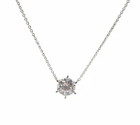 925 Sterling Silver 8mm Cubic Zirconia Solitaire Necklace - 18 Inches