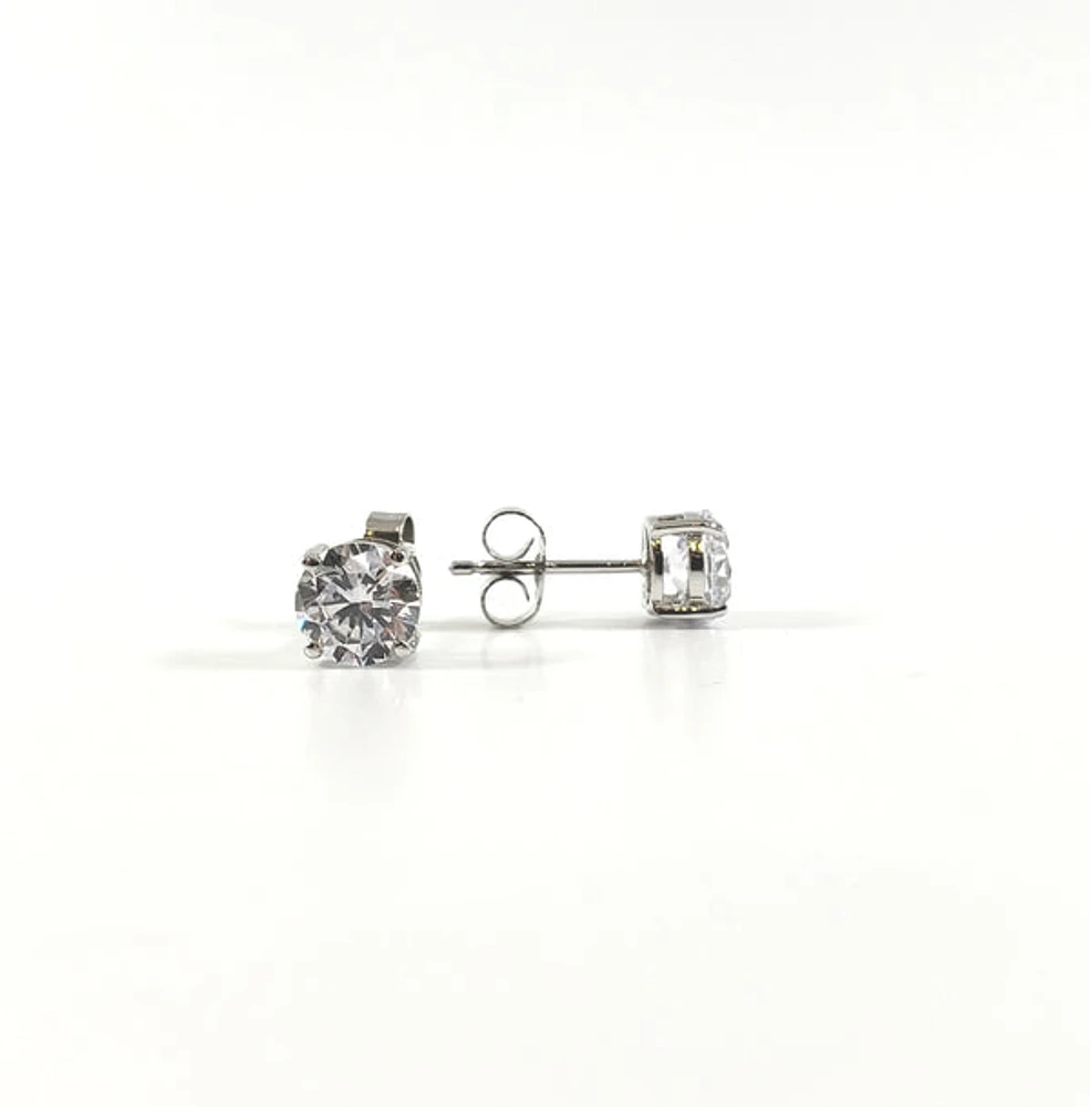 925 Sterling Silver 9mm Round Cubic Zirconia Stud Earrings