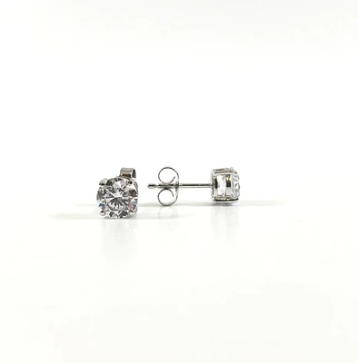 925 Sterling Silver 9mm Round Cubic Zirconia Stud Earrings