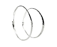 Sterling Silver Hammered Textured Hoop Earrings 39mm
