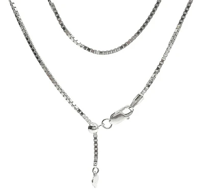 Adjustable Sterling Silver Box Chain 16" - 24"