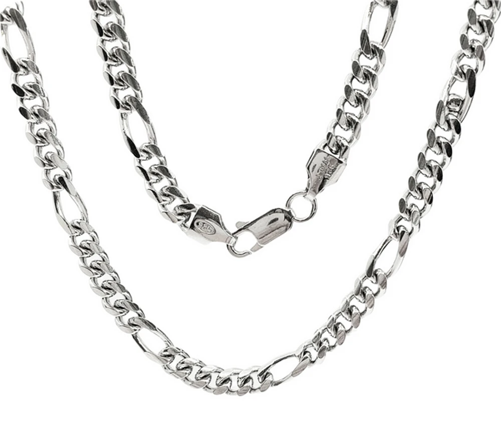925 Sterling Silver 4.8mm Rhodium Plated Miami Cuban Figaro
