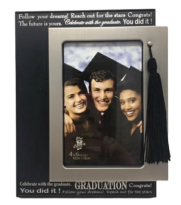 4 X 6 Black with Silver Frame with Hanging Tassle