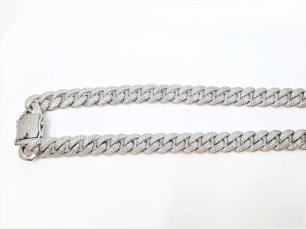 Sterling Silver with CZ Chain 24", 11.7mm