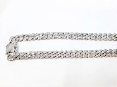 Sterling Silver with CZ Chain 24", 11.7mm