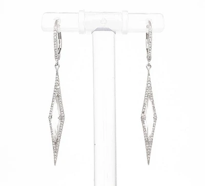 14K White Gold White Topaz and Diamond Dangle Earrings