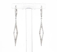 14K White Gold White Topaz and Diamond Dangle Earrings