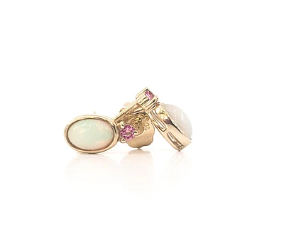 10K Opal and Pink Tourmaline Earrings