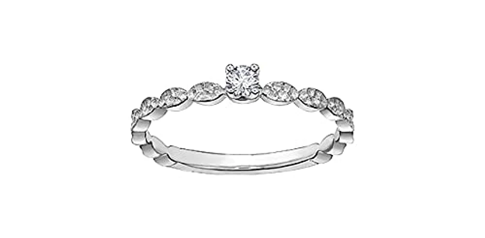 10K White Gold 0.08cttw Diamond Engagment / Promise Ring, size 6.5