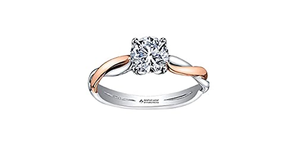 18K White & Rose Gold 0.60cttw Canadian Diamond Engagement Ring, size 6.5