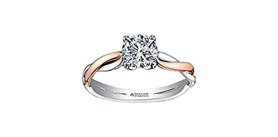 18K White & Rose Gold 0.60cttw Canadian Diamond Engagement Ring, size 6.5