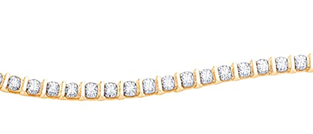 10K Yellow Gold 2.00cttw Diamond Tennis Bracelet, 7"