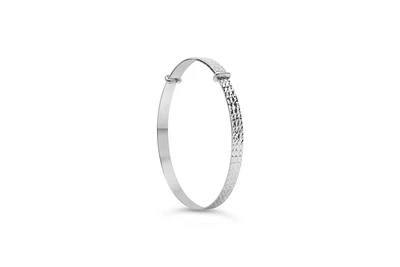 10K White Gold Diamond Cut Baby Bangle