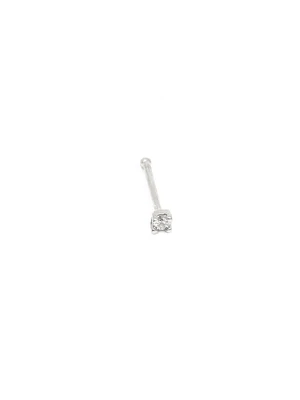 14K White Gold 0.03cttw Diamond 4 Claw Nose Stud