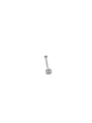 14K White Gold 0.03cttw Diamond Bezel Set Nose Stud