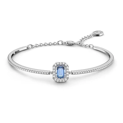 Millenia Bangle Octagon Cut Swarovski Zirconia, Blue, Rhodium Plated - 5620556