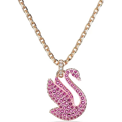 Swarovski Iconic Swan pendant, Swan, Medium, Pink, Rose gold-tone plated 5647552 - Discontinued