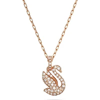 Swarovski Iconic Swan pendant, Swan, Small, White, Rose gold-tone plated 5647555