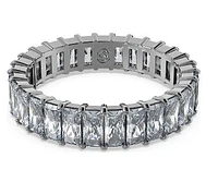 Swarovski Matrix ring, Baguette cut, Gray, Ruthenium plated - 5648917
