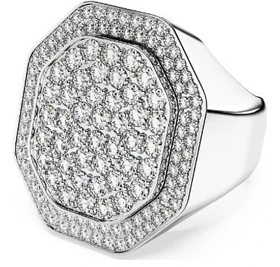 Swarovski Dextera cocktail ring, Octagon shape, White, Rhodium plated - 5651384 - Discontinued