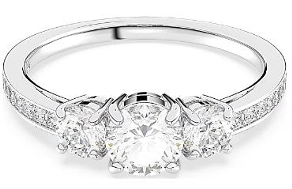 Swarovski Attract Trilogy ring, Round cut, White, Rhodium plated - 5656291
