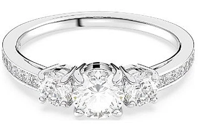 Swarovski Attract Trilogy ring, Round cut, White, Rhodium plated - 5656291