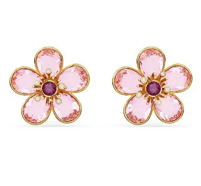 Swarovski Florere/Idyllia stud earrings, Flower, Pink, Gold-tone plated - 5656635/5689691 (SS)