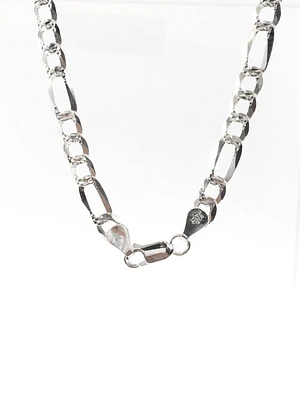 Sterling Silver Partially Textured Flat Figaro Chain - 22"