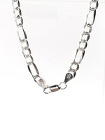 Sterling Silver Partially Textured Flat Figaro Chain - 22"