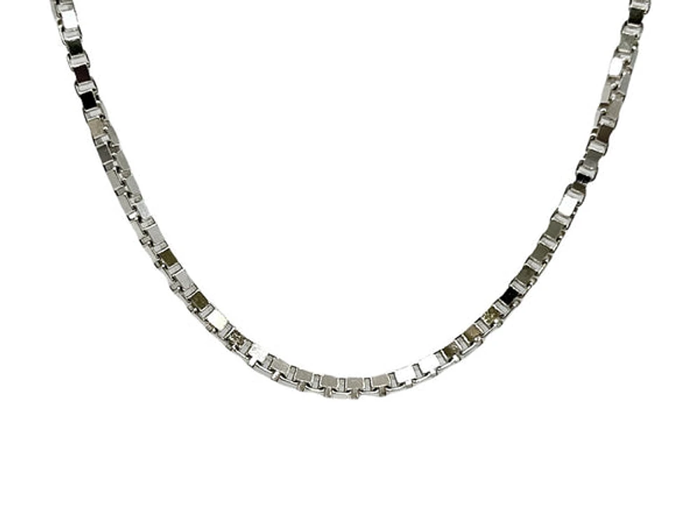 Sterling Silver Box Chain, 18" lobster clasp