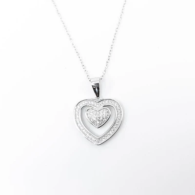 Silver Heart Pendant  with Cz