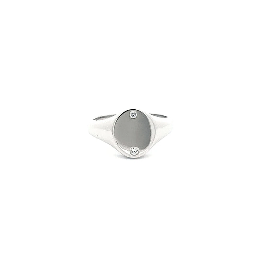 Silver 925 High Polish Cubic Zirconia Engravable Ring