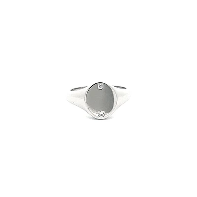 Silver 925 High Polish Cubic Zirconia Engravable Ring