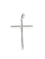 925 Sterling Silver High Polish Diamond Cut Cross Pendant - 49mm x 24mm